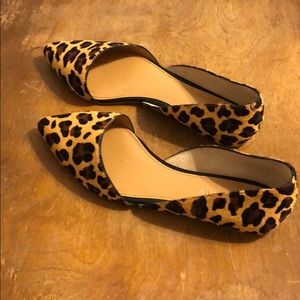 J Crew Factory 6.5 leopard calf hair flats